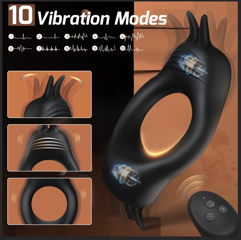 Cock Ring Vibrator With 10 Vibration Modes Remote Control