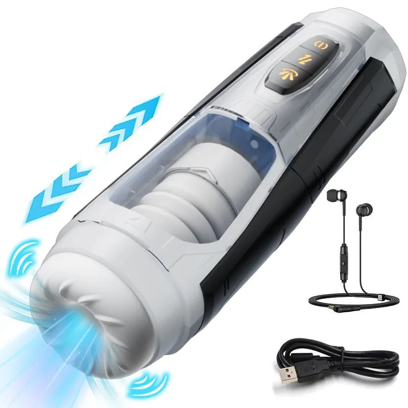 Male Stroker 7 Thrust & Rotate Modes , Lifelike USB Recharge with 3D Real Texture Sleeve with Voice Adult Sex Toy for Men