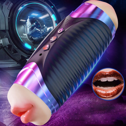 Double Head Male Stroker Intelligent Heating Sound Blowjob Toy