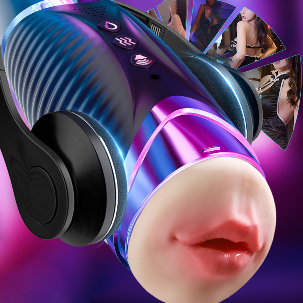 Double Head Male Stroker Intelligent Heating Sound Blowjob Toy