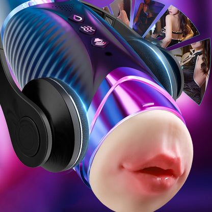 Double Head Male Stroker Intelligent Heating Sound Blowjob Toy