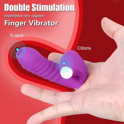 Tongue licking vibrating finger sleeve