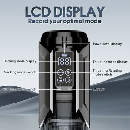 2026 New 4 In 1 Stroker for Men 7 Sucking & Vibrating & Thrusting & Rotating Oral Sex LCD Male Stroker