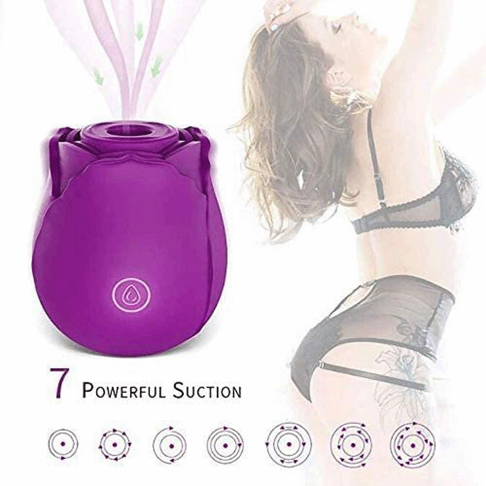 Rose Suction Vibrator 7 Frequency Sucking Clit Massage Rose Toy