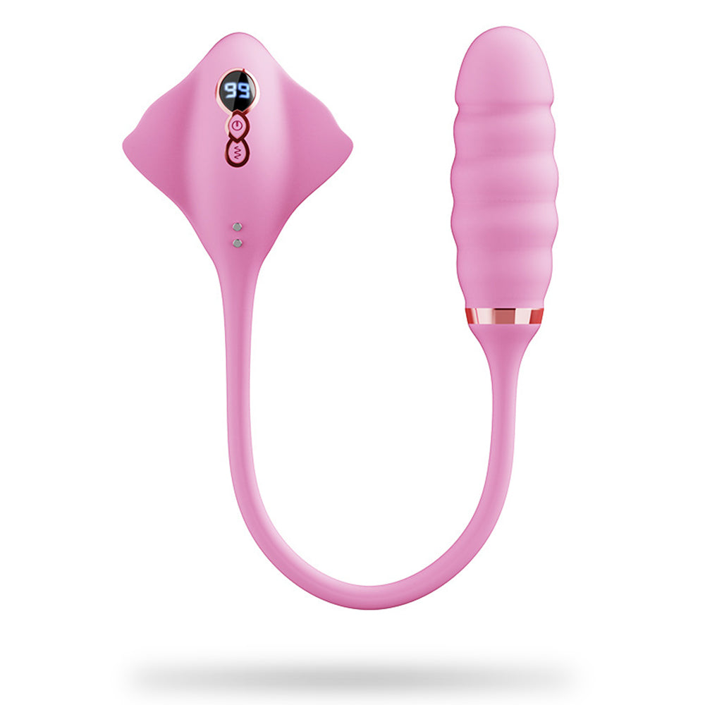 2 in 1 Pink Vibrator Vibration Tongue Licking with Vibrating Egg