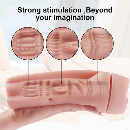 FlexRiderX Flashlight Masturbation Cup Manual 3D Textured Portable Realistic Pussy Blowjob Toy