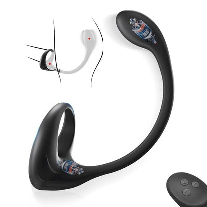 3 in 1 Dual Motor 10 Modes Vibrating Cock Ring with Anal Plug, Uxol 10 Vibration Modes Adult Sex Toys for Men Couples, Prostate Massager G spot Nipple Vibrator Remote Control