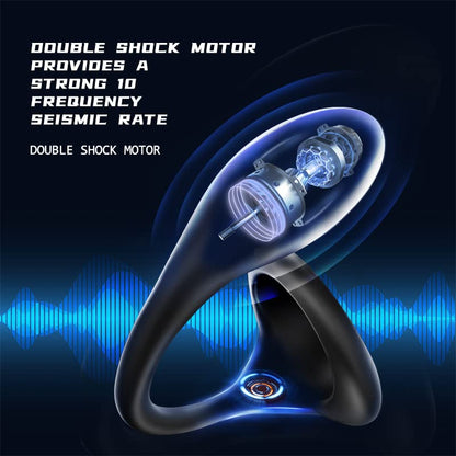 3 in 1 Dual Motor 10 Modes Vibrating Cock Ring with Anal Plug, Uxol 10 Vibration Modes Adult Sex Toys for Men Couples, Prostate Massager G spot Nipple Vibrator Remote Control