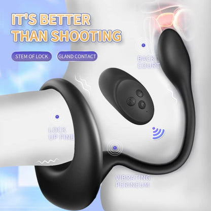 3 in 1 Dual Motor 10 Modes Vibrating Cock Ring with Anal Plug, Uxol 10 Vibration Modes Adult Sex Toys for Men Couples, Prostate Massager G spot Nipple Vibrator Remote Control