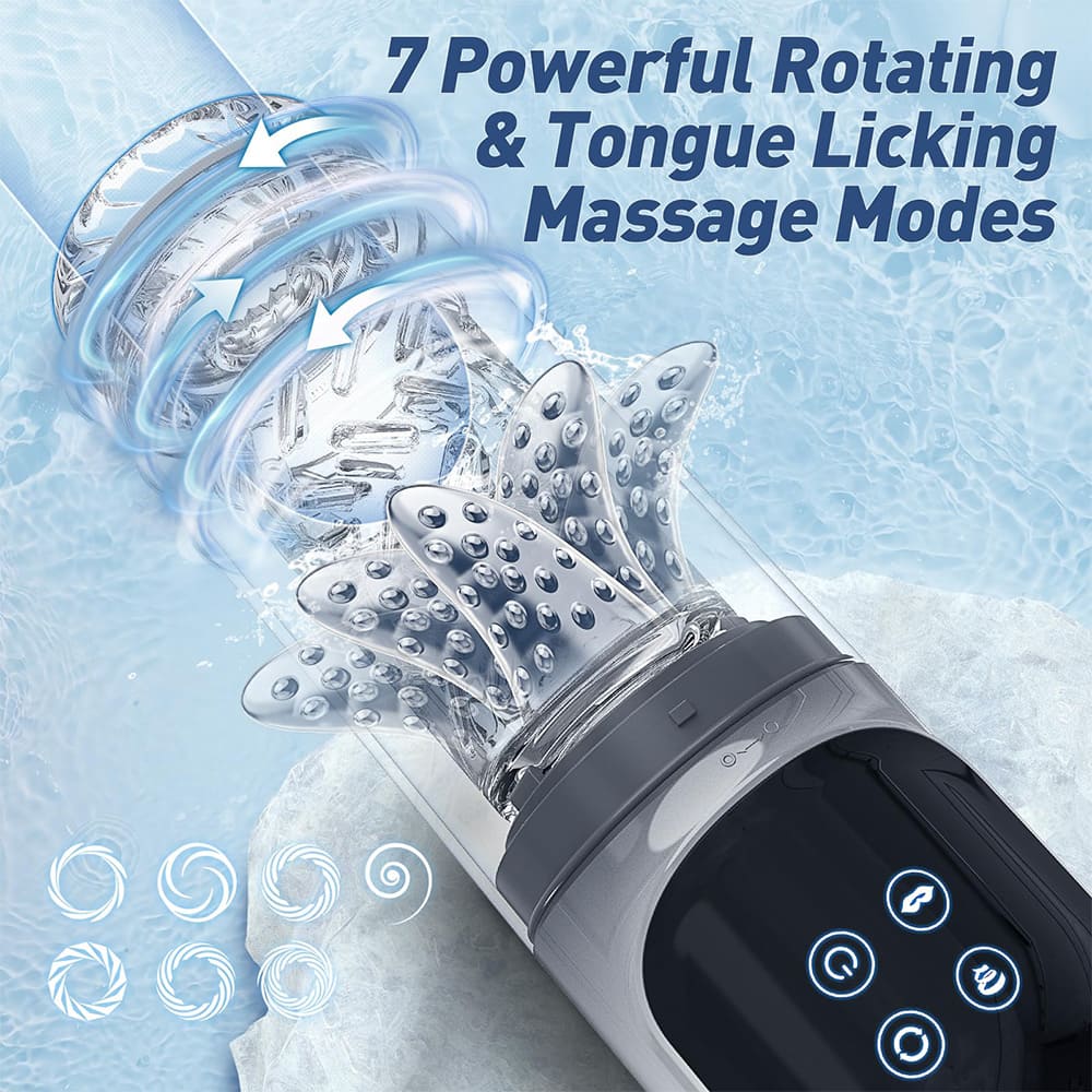 XR3 Wearable 7 Vibrating Sucking Rotation Tongue Licking Automatic Male Stroker Blowjob Toy