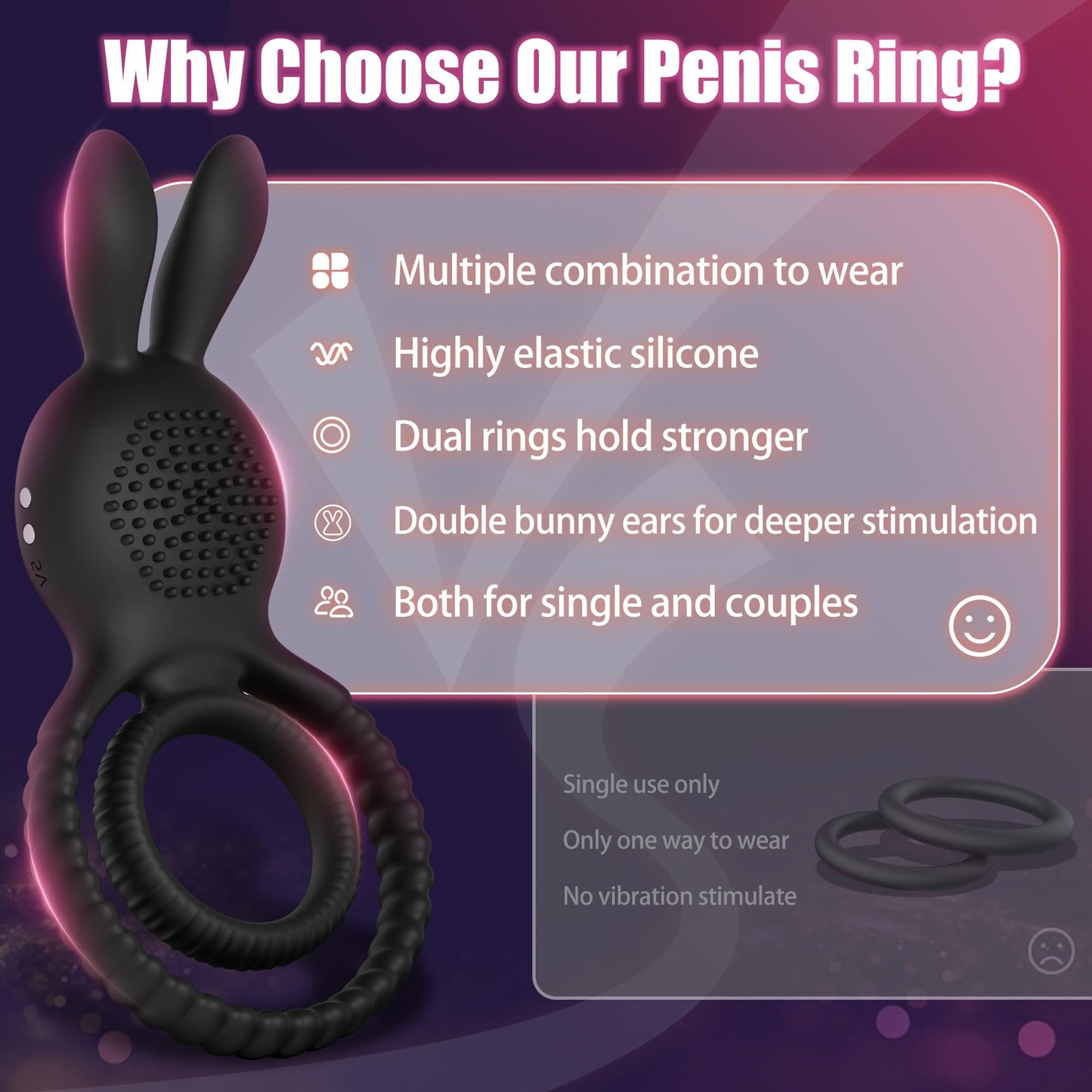 4 in1 Penis Ring Vibrator 10 Vibrations C & G Spot Vibrator
