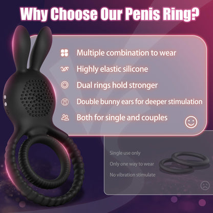 4 in1 Penis Ring Vibrator 10 Vibrations C & G Spot Vibrator