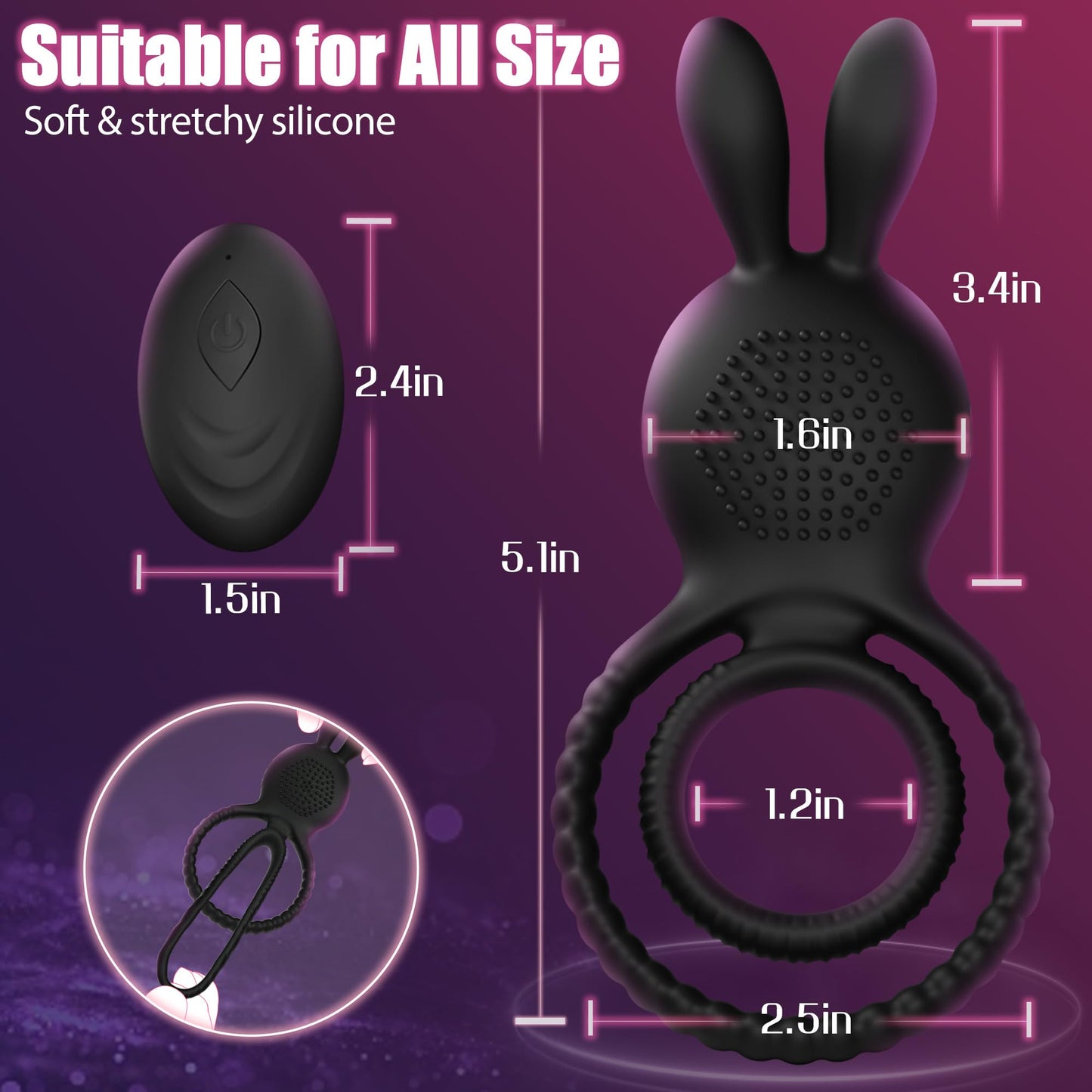 4 in1 Penis Ring Vibrator 10 Vibrations C & G Spot Vibrator