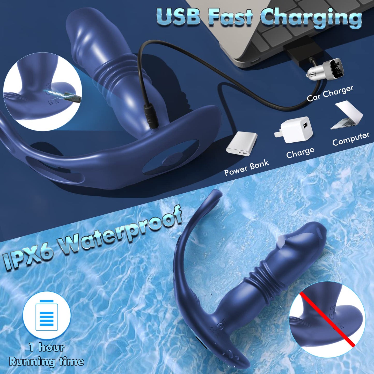 Uxol 3 in 1 Thrusting Prostate Massager Anal Vibrator