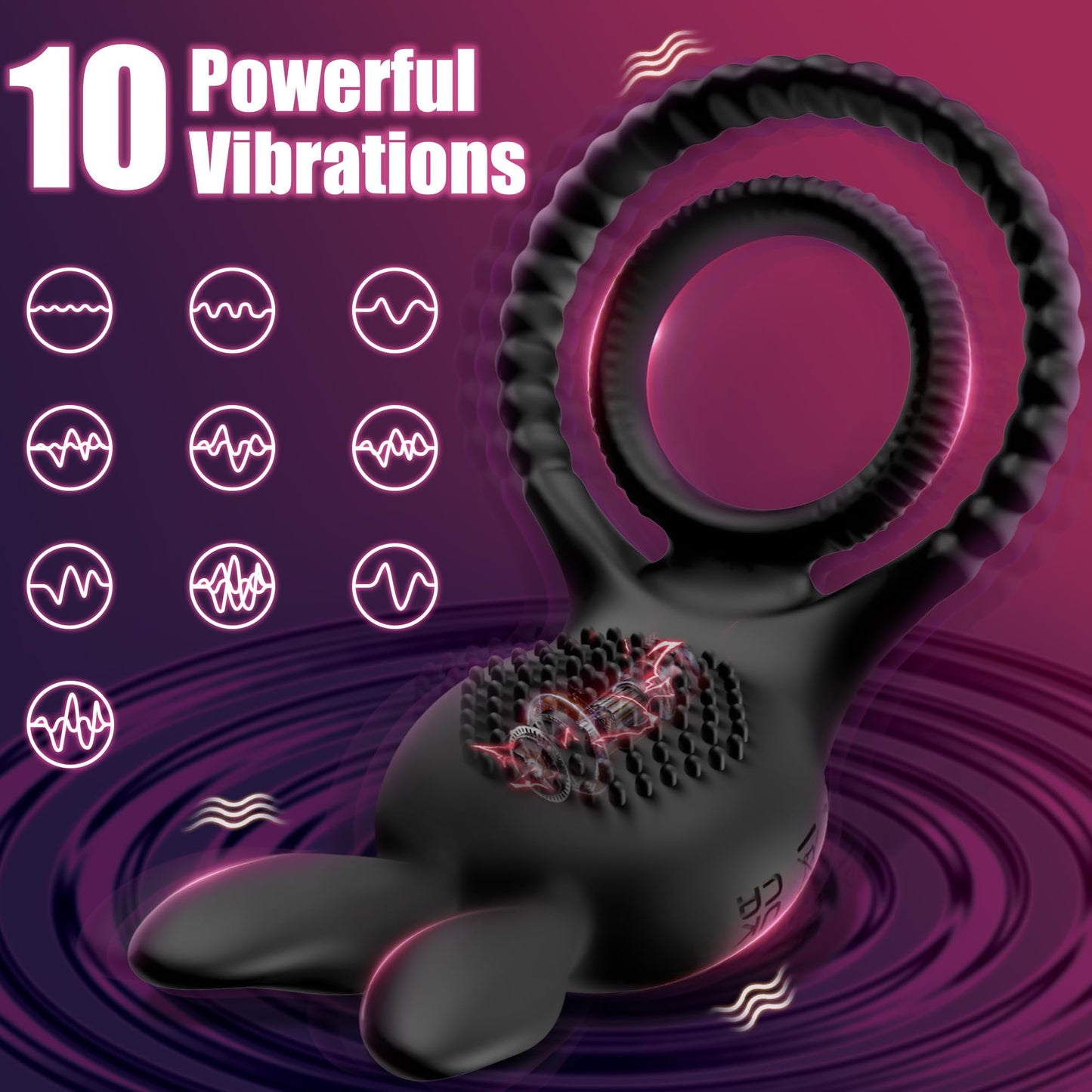 4 in1 Penis Ring Vibrator 10 Vibrations C & G Spot Vibrator