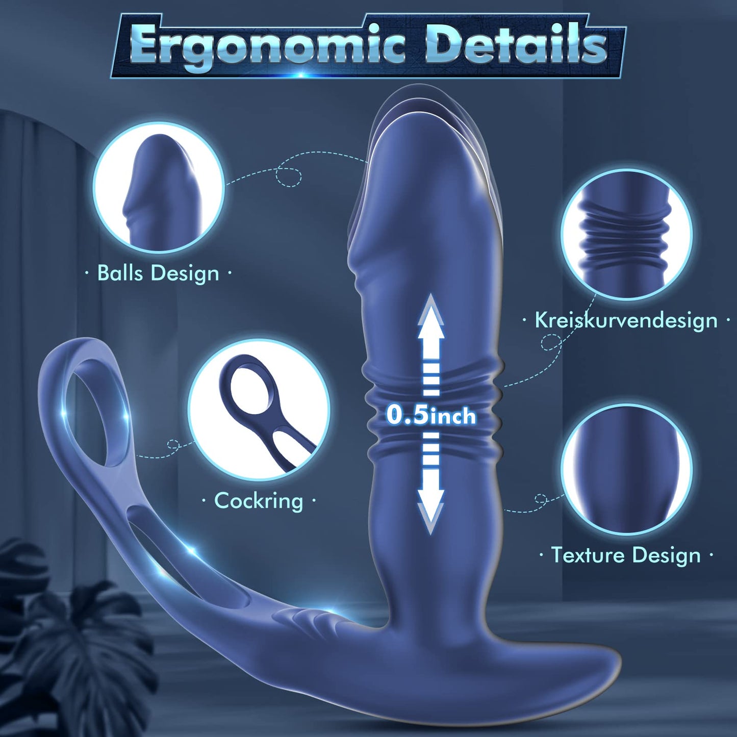 Uxol 3 in 1 Thrusting Prostate Massager Anal Vibrator