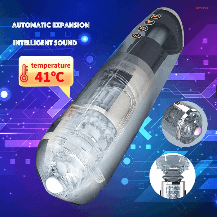 Hero 6 Thrusting Self-Heating Automatic Male Stroker with 3D Textured Sleeve Heating Mens Sex Toy Male Stroker