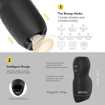 UltraDriveⅡ 7 Vibration 3 Sucking Male Stroker Penis Trainer Super Pleasure Glans Trainer