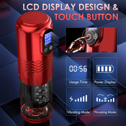 【Best Reputation】3.54'' Diameter Oversized Storm Telescopic LCD Display 6-speed Timing Function Smart Stroker