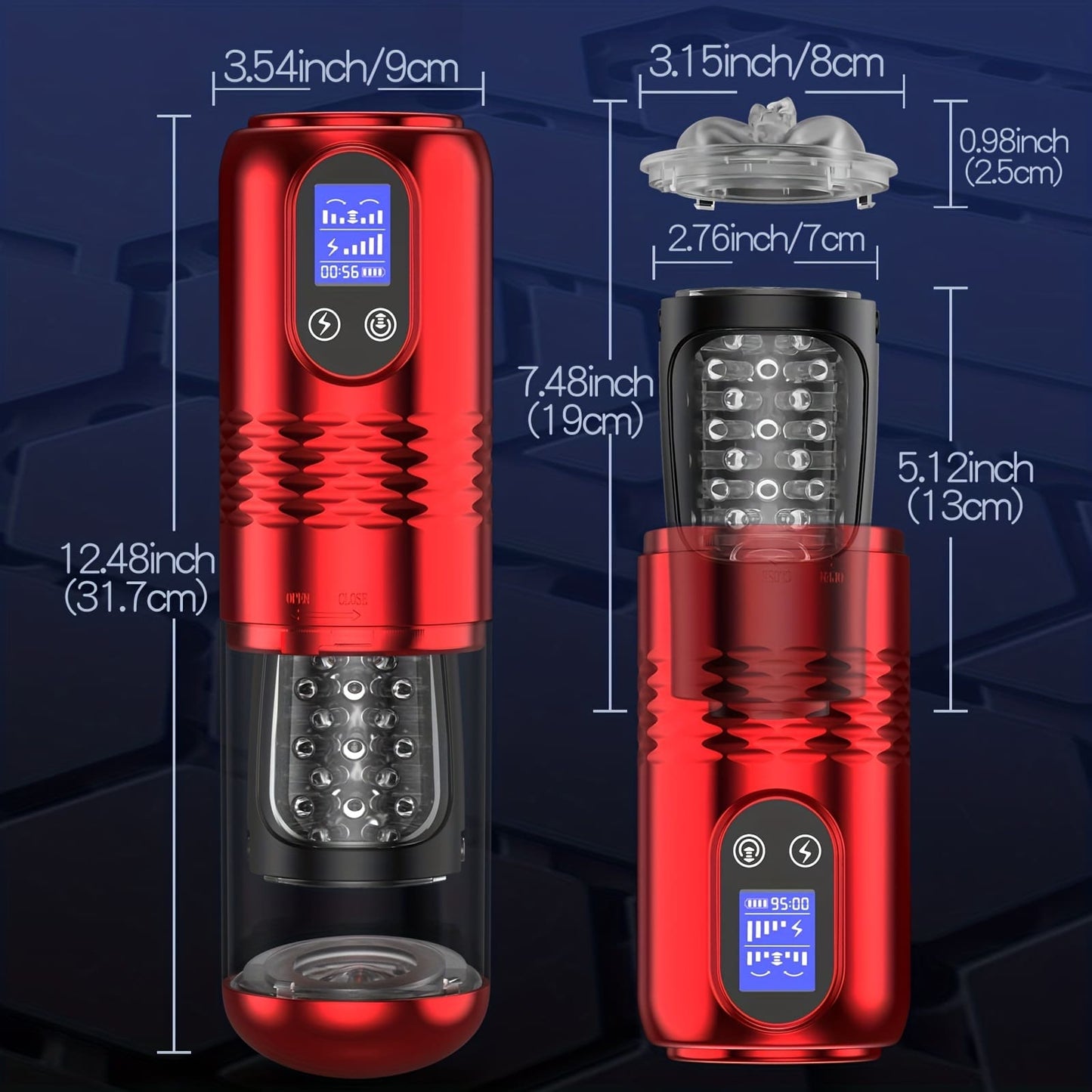 【Best Reputation】3.54'' Diameter Oversized Storm Telescopic LCD Display 6-speed Timing Function Smart Stroker