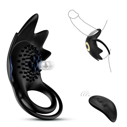 Vibrating Cock Ring with 10 Vibration Modes, Couple Penis Ring Glans Training Toy