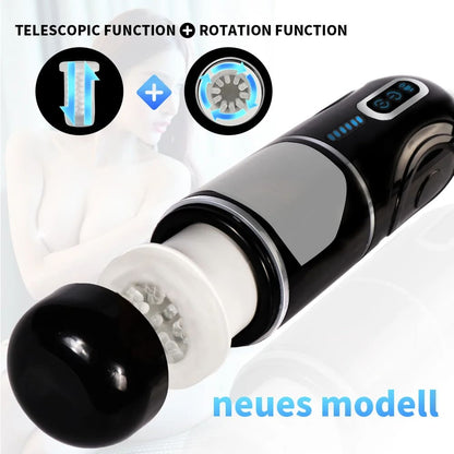 Sprint Male Automatic Stroker - 7 Thrusting Rotation Voice 3D Textured Male Sex Toy with Suction Base