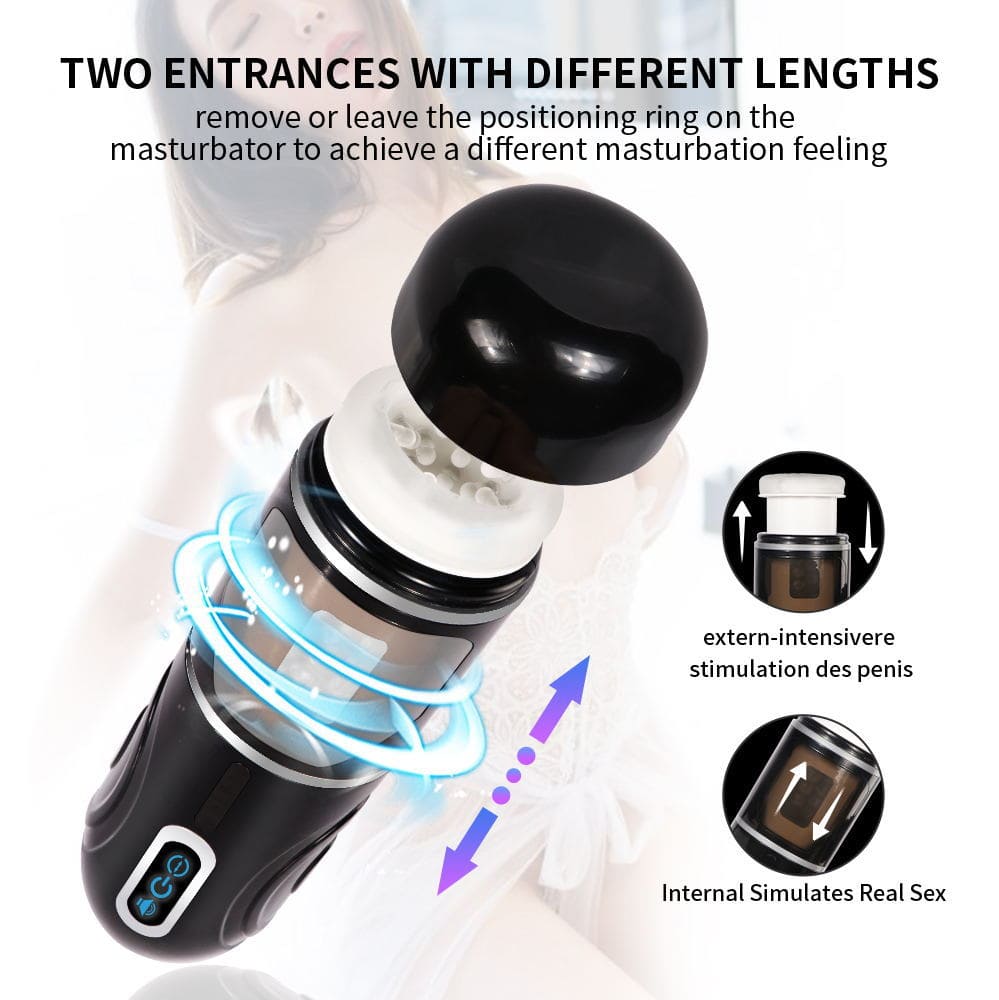 Sprint Male Automatic Stroker - 7 Thrusting Rotation Voice 3D Textured Male Sex Toy with Suction Base