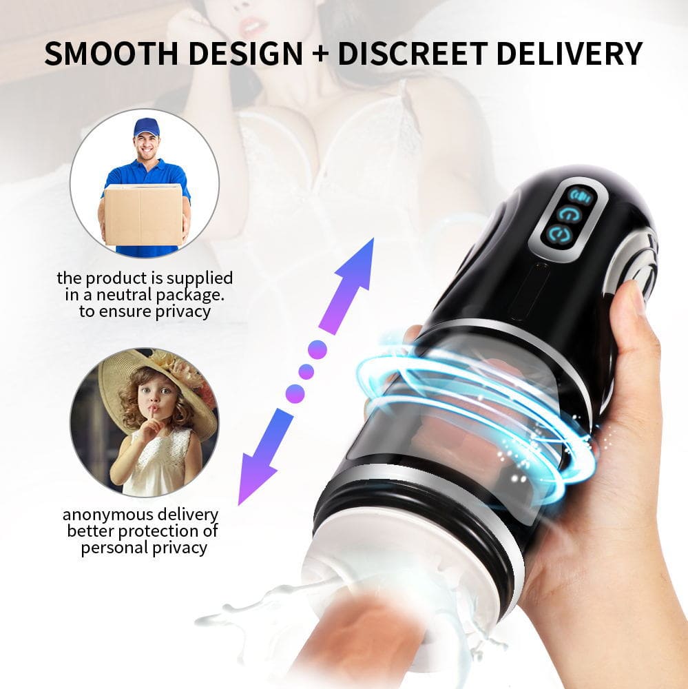 Sprint Male Automatic Stroker - 7 Thrusting Rotation Voice 3D Textured Male Sex Toy with Suction Base