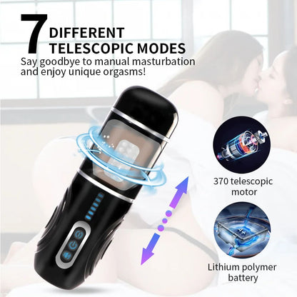 Sprint Male Automatic Stroker - 7 Thrusting Rotation Voice 3D Textured Male Sex Toy with Suction Base