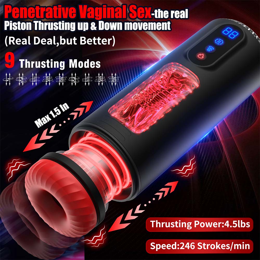 9-Frequency Telescopic Vibration Sucking Voice Heated Aircraft Male Stroker