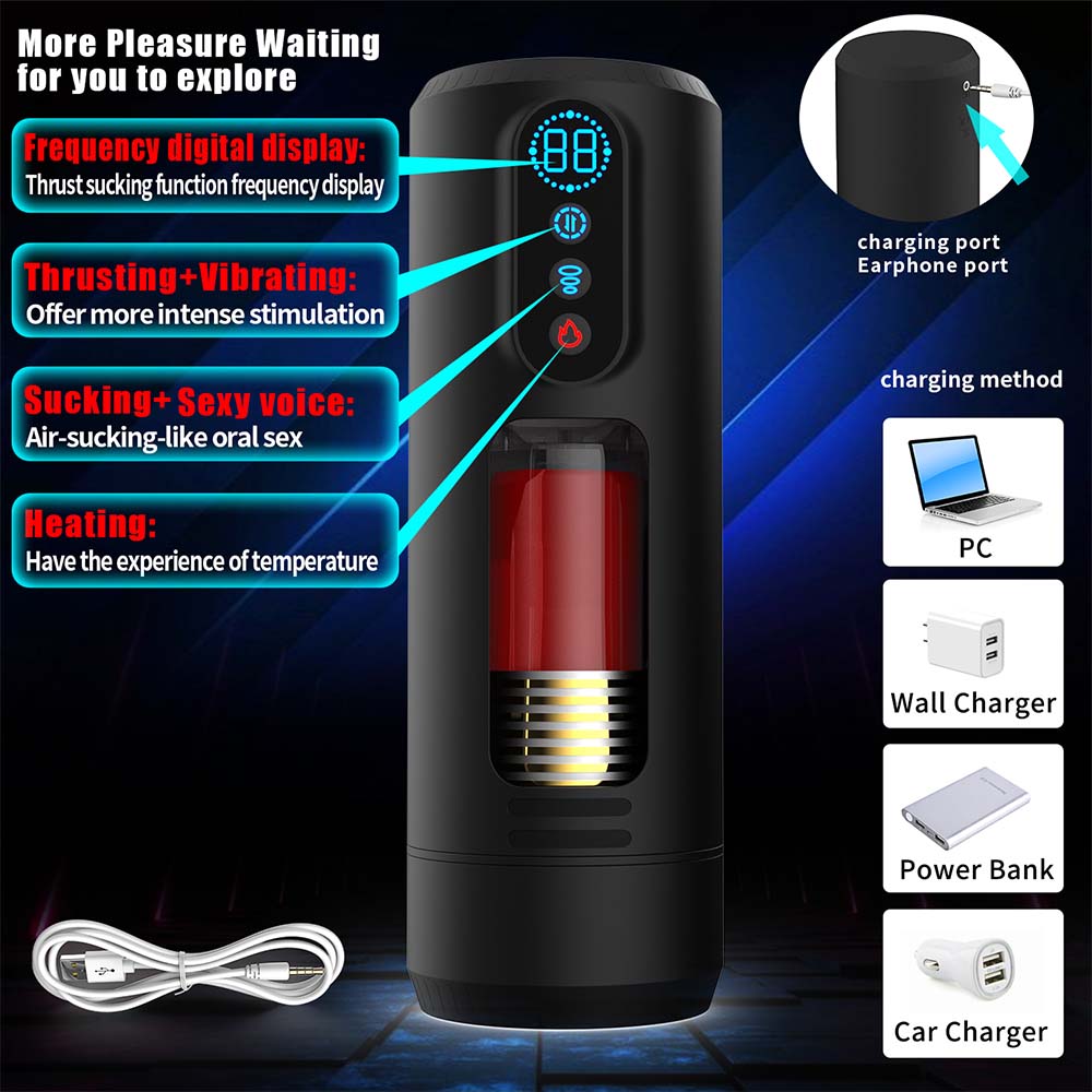 9-Frequency Telescopic Vibration Sucking Voice Heated Aircraft Male Stroker