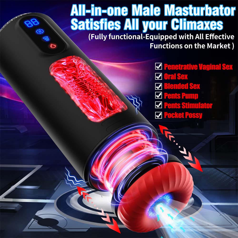 9-Frequency Telescopic Vibration Sucking Voice Heated Aircraft Male Stroker