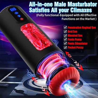 9-Frequency Telescopic Vibration Sucking Voice Heated Aircraft Male Stroker
