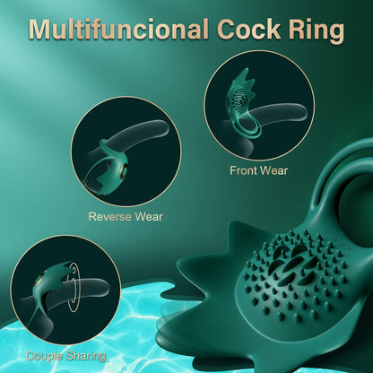 Vibrating Cock Ring with 10 Vibration Modes, Couple Penis Ring Glans Training Toy