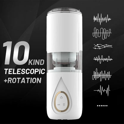 PulseSonic 10 Thrusting Rotation Hands-Free Electric Stroker Telescoping Stroker Cup