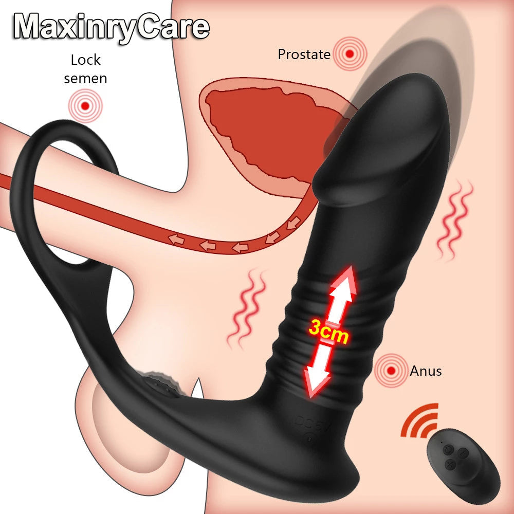Single Ring Lock Sperm Anal Plug Retractable Prostate Massager