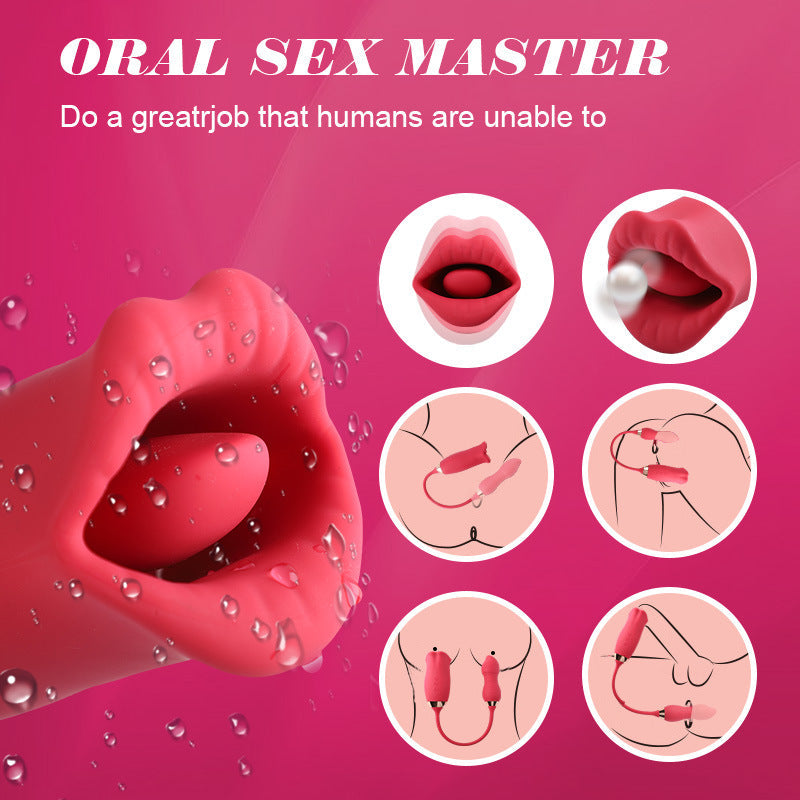 Red Lips Vibrator Tongue Sucking Female Masturbator
