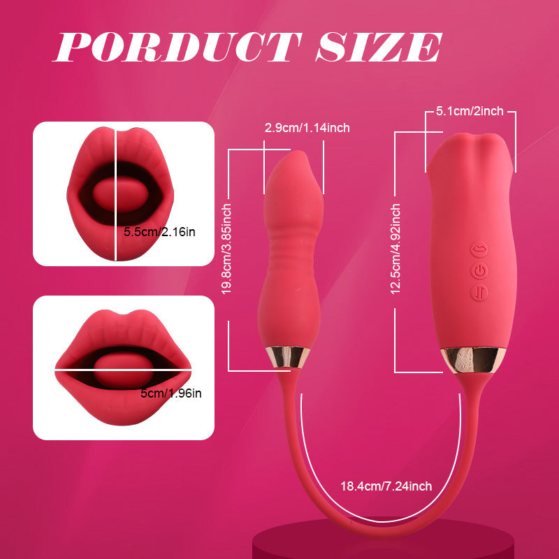Red Lips Vibrator Tongue Sucking Female Masturbator