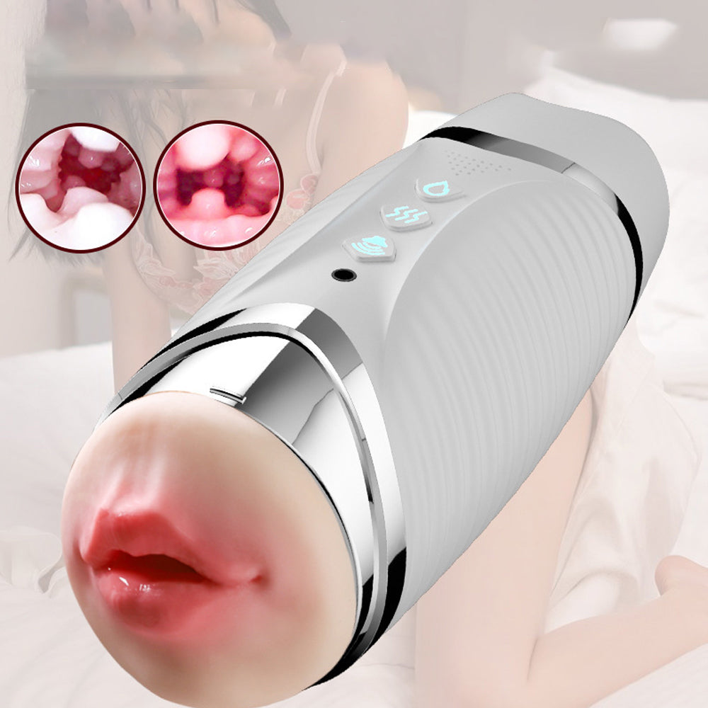 Double Head Male Stroker Intelligent Heating Sound Blowjob Toy