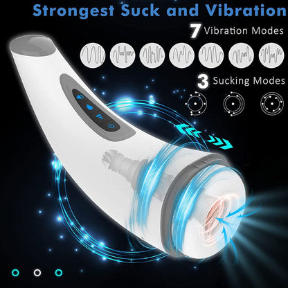 SparkSolo 7 Vibration 3 Sucking Smart Heating Automatic Male Stroker Hands Free Blowjob Pleasure Realistic Textured Ultra-Soft Blowjob Toy