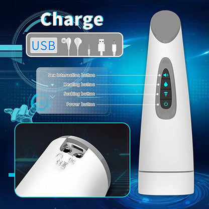 SparkSolo 7 Vibration 3 Sucking Smart Heating Automatic Male Stroker Hands Free Blowjob Pleasure Realistic Textured Ultra-Soft Blowjob Toy