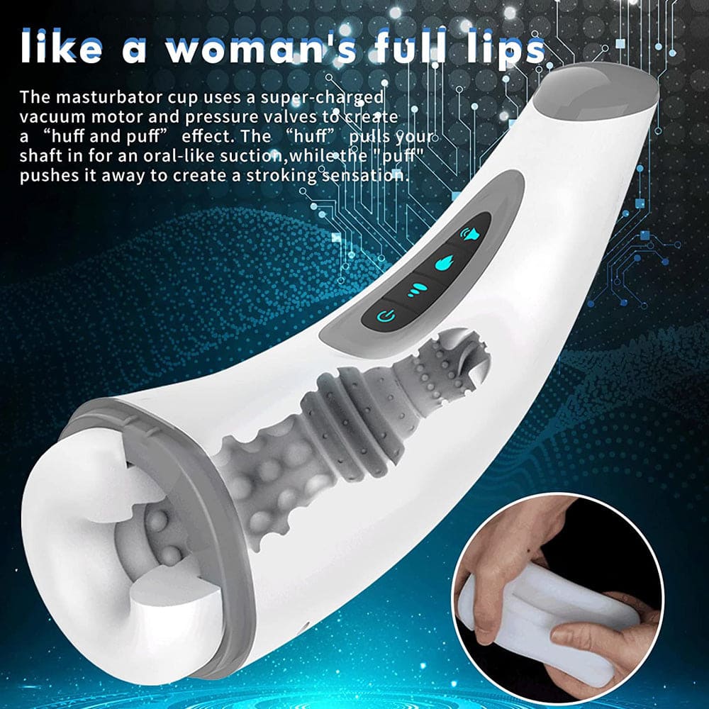 SparkSolo 7 Vibration 3 Sucking Smart Heating Automatic Male Stroker Hands Free Blowjob Pleasure Realistic Textured Ultra-Soft Blowjob Toy