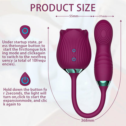 The Rose Vibrator for Women with Retractable Vibrating Egg