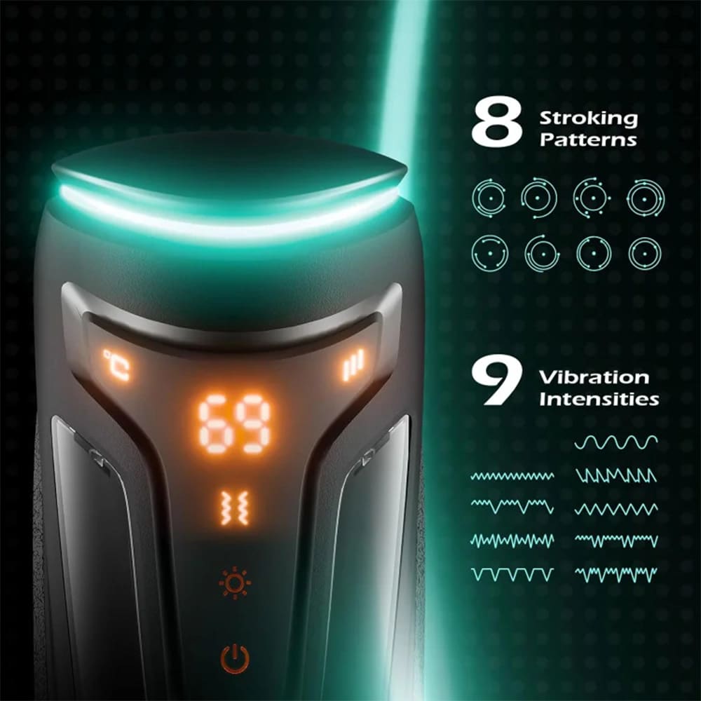 Victor - 3 in 1 Male Stroker 9 Vibrating & 8 Thrusting Modes & 2 Heating Levels Male Sex Toys