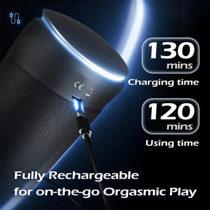 Victor - 3 in 1 Male Stroker 9 Vibrating & 8 Thrusting Modes & 2 Heating Levels Male Sex Toys