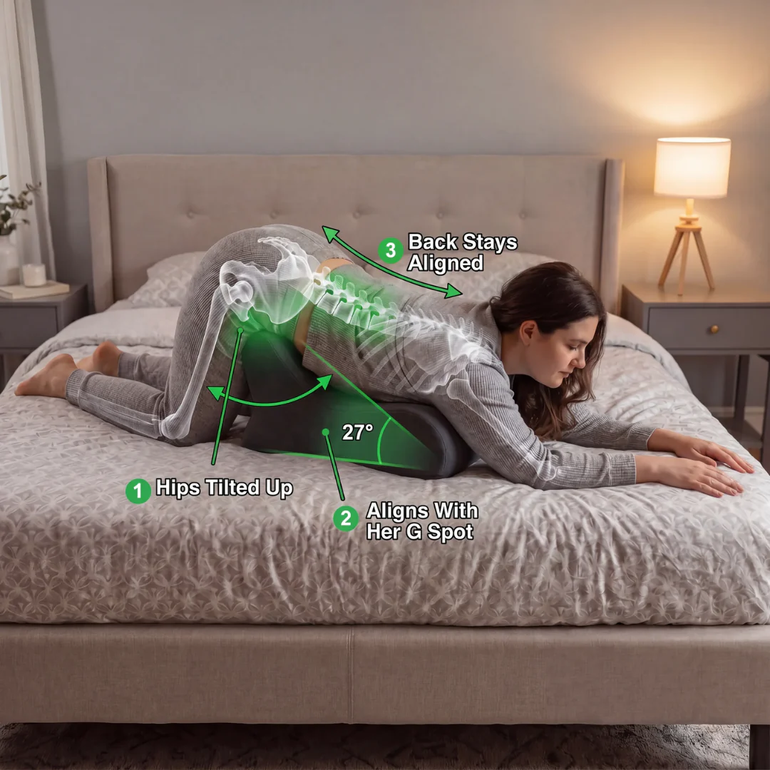Multifunctional couple's pillow with hip lift for couples.